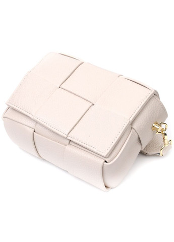 Сумка жіноча через плече з плетінням шкіряна 22311 Біла Vintage (302007770)