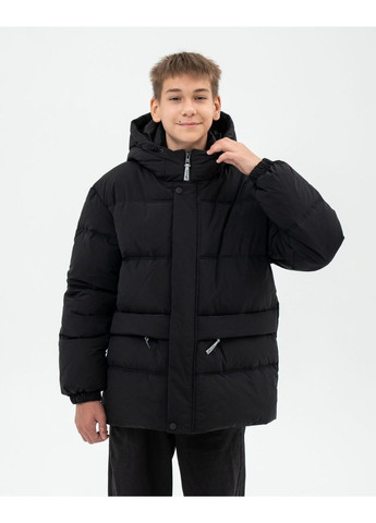 Чорна зимня куртка дитяча довга для хлопчика чорна 164 Nestta