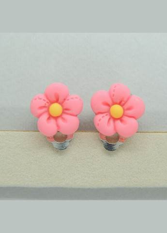 Кліпси сережки дитячі для вух без пробивання вуха сережки у вигляді квітки Мульти Ромашка рожева Liresmina Jewelry (293337373)