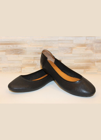 Женские балетки женские черного цвета натуральная кожа Perla | чёрные однотонные перфорация натуральная кожа (338794061)