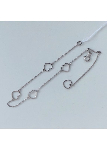 Браслет жіночий срібний з сердечками, розмір 16+7 см No Brand (355922019)