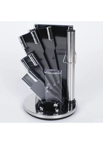 Набір кухонних ножів з підставкою 9 предметів No Brand чорний,