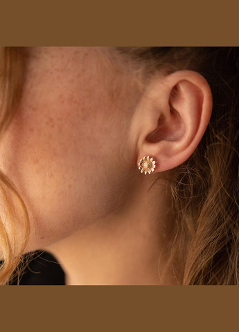 Сережки - пусети Соняшники у червоному золоті с08274 Oniks (264024257)