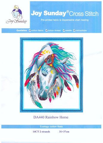 Набір для вишивання за нанесеною на канву схемою "Rainbow Horse". AIDA 14CT printed,31*37см Joy Sunday (313613683)