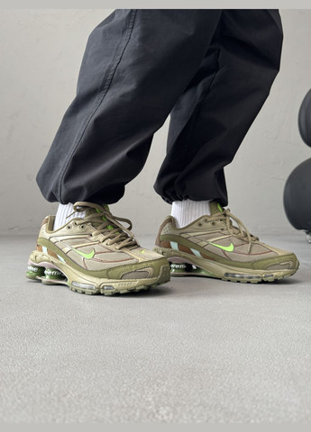Оливковые (хаки) демисезонные кроссовки мужские nike shox ride 2 sp x supreme khaki | найк шокс райд 2 сп хаки No Brand