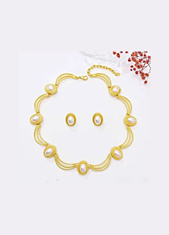 Комплект біжутерії Кольє-чокер и сережки перлинні намистини No Brand (339679823)