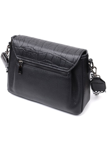 Красивая женская кроссбоди из натуральной кожи черная 22330 Vintage (329196653)