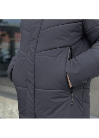 Графитовая зимняя удлиненная комфортная зимняя куртка Vakko