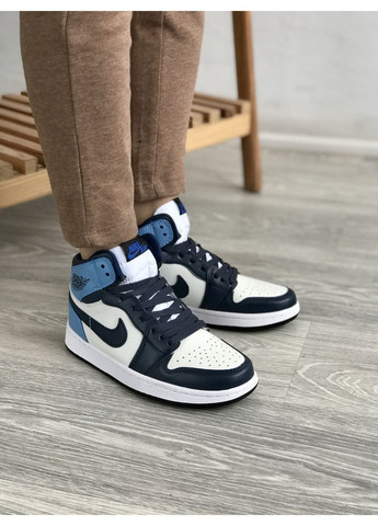 Синій Осінні кросівки чоловічі і жіночі nike air jordan 1 retro high patent blue toe| найк джордан 1 ретро сині No Brand