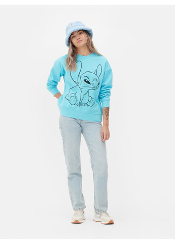 Блакитний світшот фліс,блакитний з принтом, Primark (364357978)