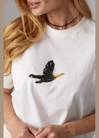 Трикотажная футболка украшена птицей из страз Lurex - (293814142)