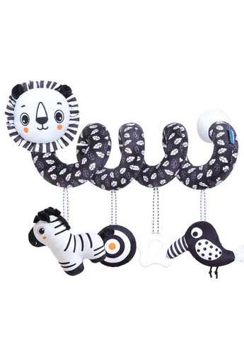 Спіральна підвісна іграшка для коляски та ліжечка Левеня з друзями — чорно-біла з гризунцем 0+ STD (365267994)