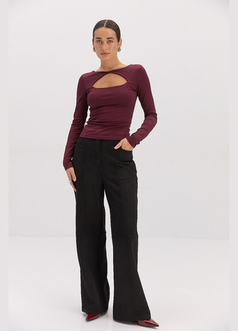 Замшевые женские брюки черные с декоративными швами Arjen (314901626)