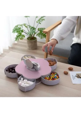 Складна двоярусна цукерка SUNROZ Flower Candy Box, що обертається, для цукерок і фруктів Alarm (393957891)