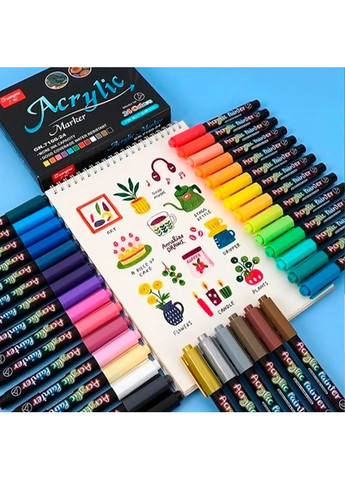 Набір акрилових маркерів для малювання по склу тканині дереву металу кераміці 24 кольори Guangna GN7100 Multicolor No Brand (350349266)