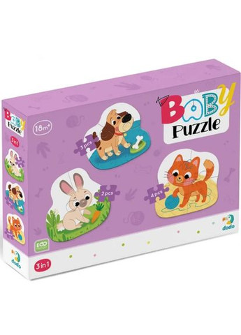 Пазл 300395 Домашні тварини, 3 картинки - котик, песик і зайченя Dodo (370144133)