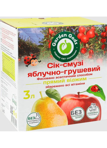 Сік-смузі 3л яблучно-грушевий з м’якоттю Gadz (346494154)