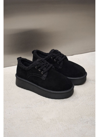 Stilli Женские зимние туфли из натуральной чёрной замши с меховой чёрной опушкой, стильная удобная обувь на каждый день черный з натуральная замша, украина — зима (363135161)