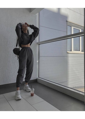 Костюм (джогеры, свитшот), цвет Темно-серый No Brand (361120244)