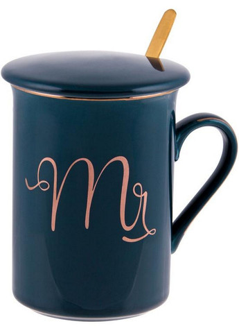 Кружка фарфоровая Coffee Prelude "Mr" с крышкой и ложкой Bona (279318197)