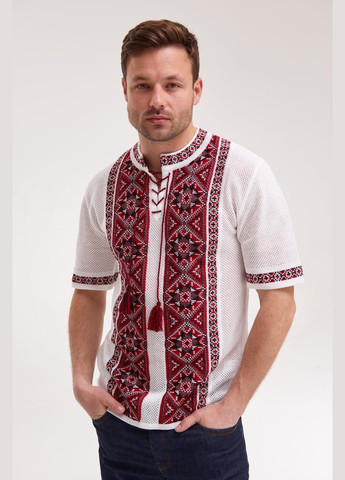 Вязаная мужская рубашка с коротким рукавом "Зори" MEREZHKA (291409741)