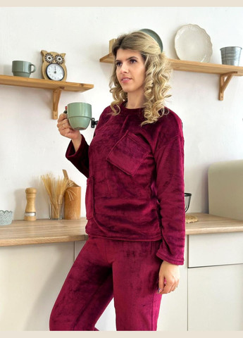 Бордова зимня махровий костюм з декоративними кишенями Fashion Girl
