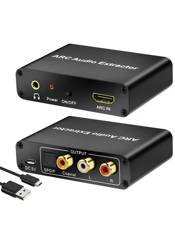 HDMI ARC аудіо екстрактор HAE-04, конвертер звуку з HDMI на RCA / Toslink (SPDIF) / Coaxial / AUX 3.5 мм для ТВ, саундбарів та Addap (376267575)