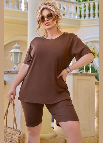 Спортивный костюм женский коричневого цвета Let's Shop (292754994)