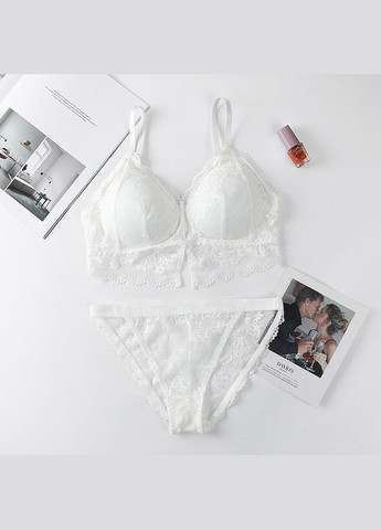 Білий демісезонний комплект нижньої білизни бюстгальтер топ і трусики s/m білий (2-212) New Style