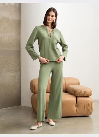 вязаный костюм цвета хаки с брюками Dressa (324103500)