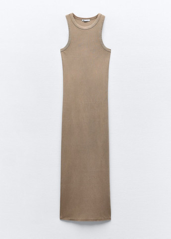 Серо-бежевое повседневный платье Zara однотонное