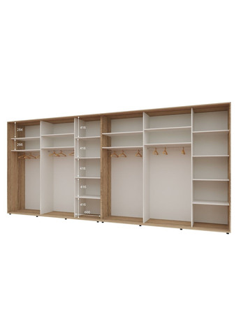 Шафа-купе шестидверна 480*60*220 см Натуральний 4 двері ДСП + 2 двері Дзеркало Стандарт Комфорт Меблі (360434857)