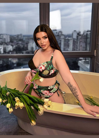 Чорний літній купальник sw1481 роздільний Ghazel