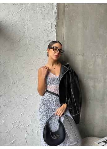 Белое кэжуал женское кружевное платье на бретелях Україна с цветочным принтом