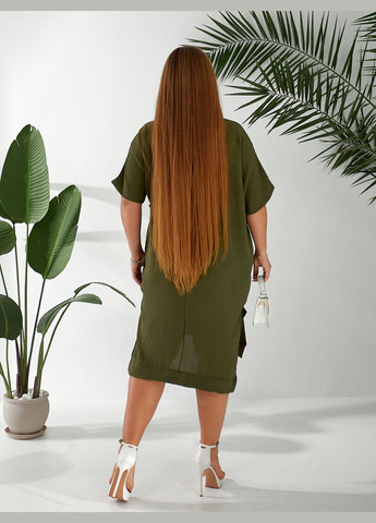 Летний женский женское легкое летнее платье свободного фасона сарафан оверсайз с разрезами больших размеров No Brand однотонный