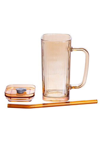 Кружка скляна з кришкою та трубочкою 280 (мл) чашка з трубочкою та кришкою на подарунок HP-19-51 Yiwu (369142720)