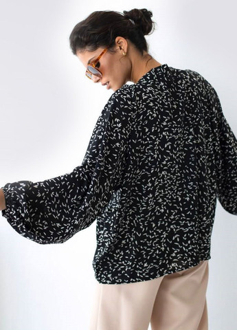 Комбинированная блузка летняя oversize из принтованной вискозы Egostyle