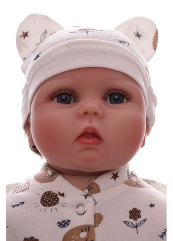 Человечек с шапкой интерлок ля-ля кошечка с цветочками белый 56 см (53611) BABYKROHA (327092816)