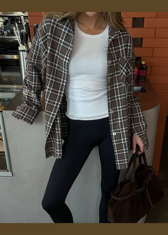 Темно-коричневая повседневный, кэжуал рубашка в клетку Vakko