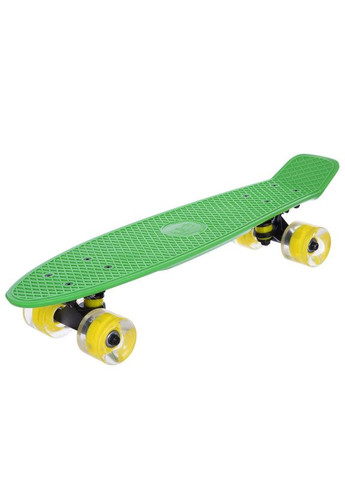 Скейтборд пластиковий LED WHEELS FISH 22in з світящими колесами (салат-чор-жовтий) (SK-405-8) Penny (361434154)
