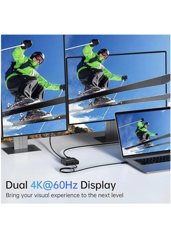 Адаптер Хаб HC31-2H15 USB-C Hub Dual HDMI 4K 60Hz 100W PD зарядка для ноутбуков Acasis (351371214)