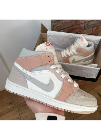 КРОССОВКИ ЖЕНСКИЕ NIKE AIR JORDAN 1 HIGH RETRO BEIGE НАЙК АИР ДЖОРДАН No Brand бежевые демисезоны (367177352)