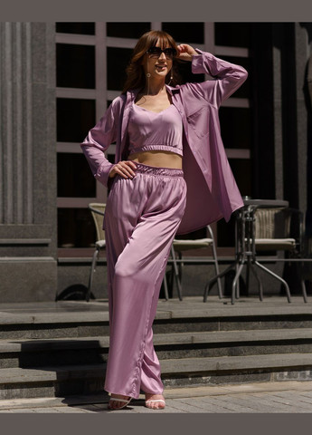 Женский костюм из шелка Армани рубашка и штаны Сиреневый Maybel (294093296)