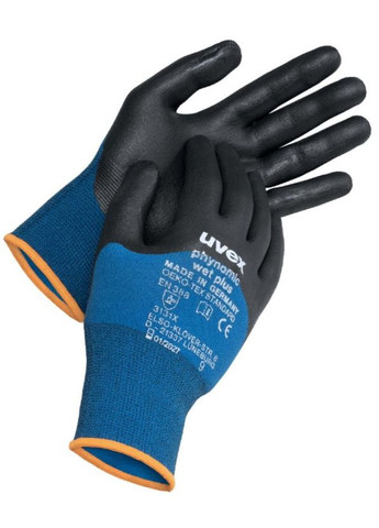 Захисні рукавиці phynomic wet plus (L/) з акваполімерним покриттям (41005) Uvex (289133100)