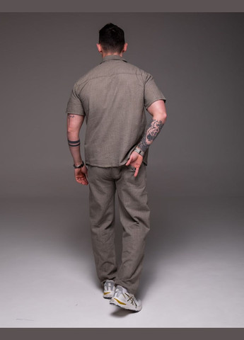 Бежевый демисезонный летний легкий костюм рубашка+брюки большие размеры No Brand