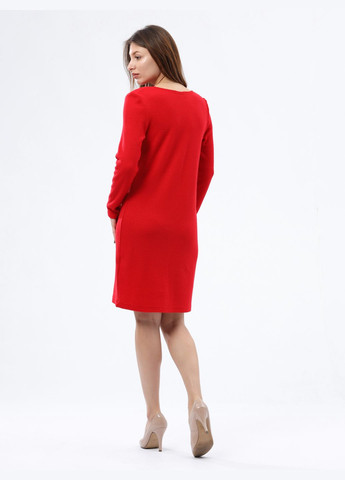Яскраво-червона повсякденний, кежуал трикотажна червона сукня прямого крою 5761 Cat Orange однотонна