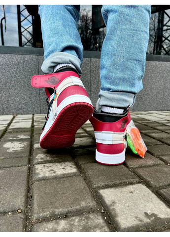 КРОССОВКИ ЖЕНСКИЕ NIKE AIR JORDAN 1 OFF-WHITE RED НАЙК АИР ДЖОРДАН No Brand белые демисезоны (368887898)