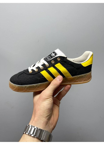 Черные демисезонные кроссовки мужские adidas gucci x gazelle black gg monogram адидас No Brand