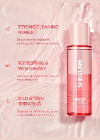 Средство для снятия макияжа CLEAR AWAY EYE & LIP MAKEUP REMOVER, 80 мл Sheglam (297158570)