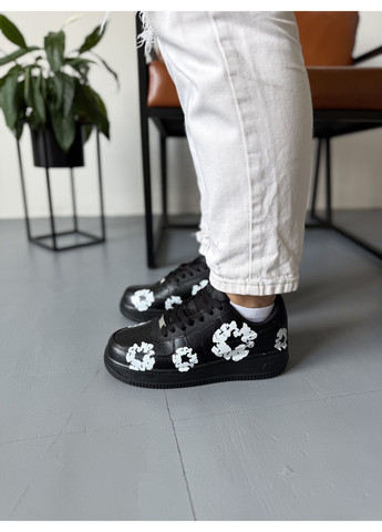 Чорні Осінні кросівки чоловічі nike air force 1 low denim black найк аір форс 1 преміум No Brand